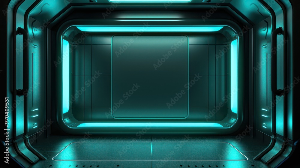 A futuristic, illuminated room with a sleek design, ideal for digital displays or virtual environments. A futuristic, illuminated room with a sleek design, ideal for digital displays or virtual environments.