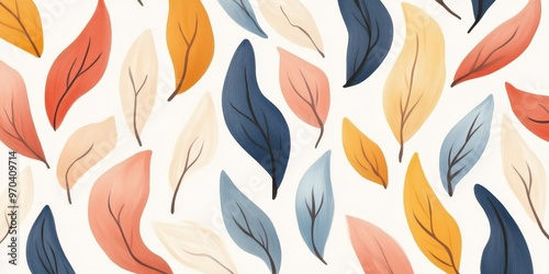 Vibrant seamless pattern featuring colorful leaves in shades of autumn, perfect for backgrounds and nature themes.