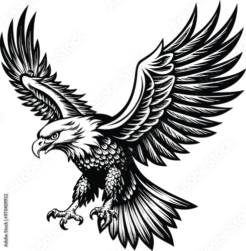 Obraz na płótnie An eagle with a black and white background with a black outline of an eagle w salonie