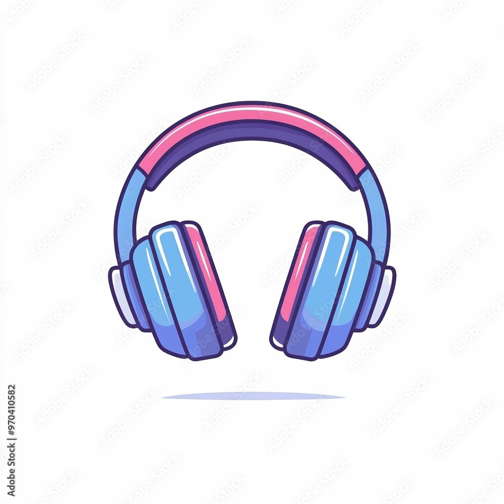 A vibrant illustration of headphones featuring a modern design with blue and pink colors, perfect for music enthusiasts and creative projects A vibrant illustration of headphones featuring a modern design with blue and pink colors, perfect for music enthusiasts and creative projects