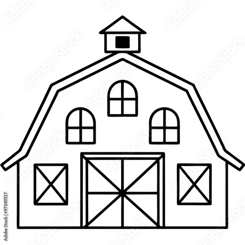 barn outline coloring book page line art drawing