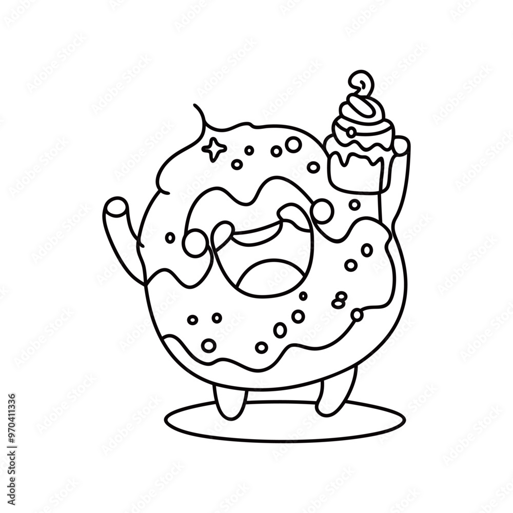 Donuts Character Birthday Cartoon Line art Donuts Character Birthday Cartoon Line art
