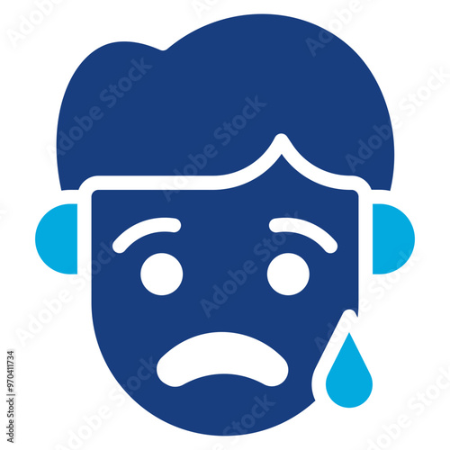 Cry icon vector image. Can be used for Human Emotions.