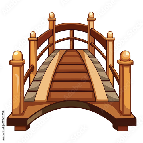 Seashore wooden board staircase Vector illustration.