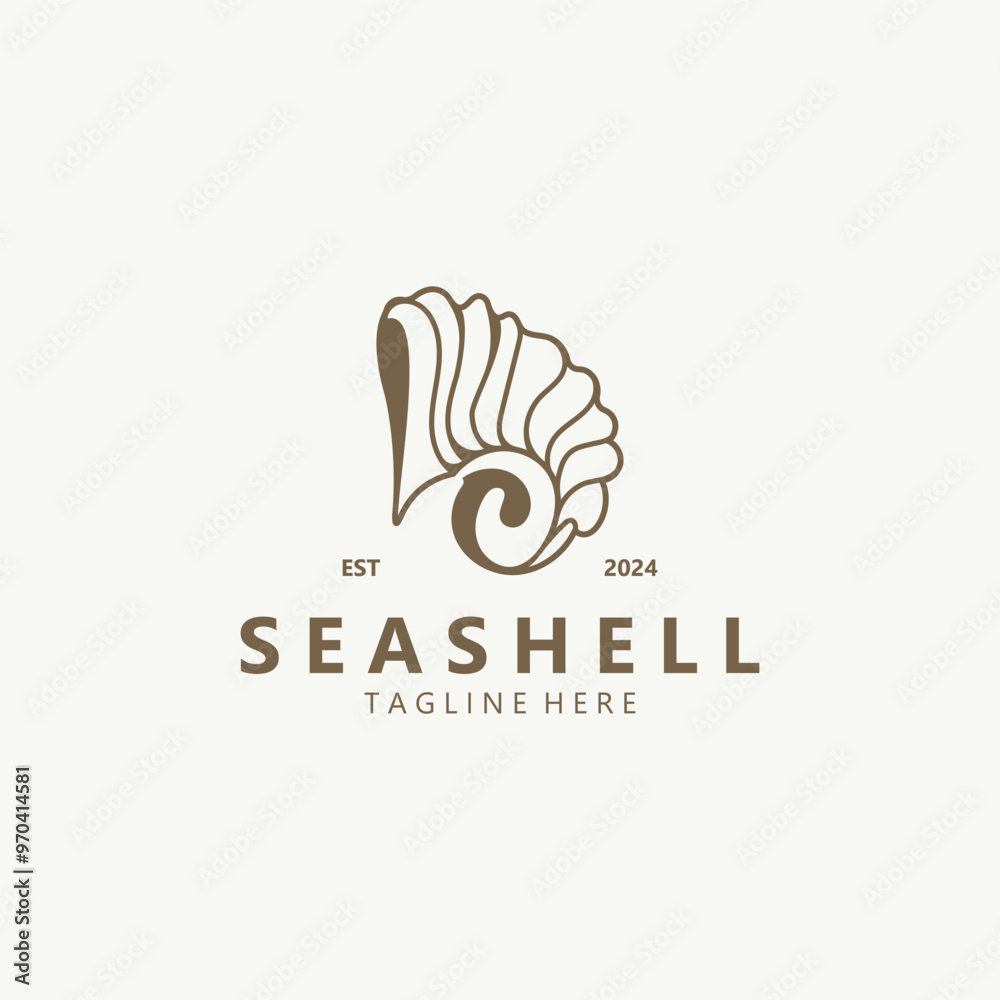 Fototapeta premium Seashell Logo. Ocean Animals premium quality graphic outline symbols collection