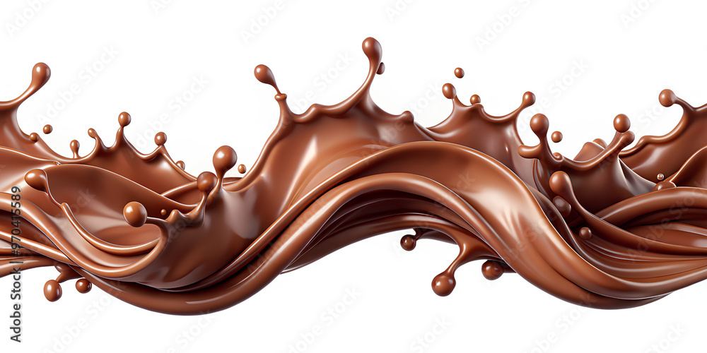 Chocolate splash border seamless pattern, Silk and smooth, 3d Realistic. isolated on White Chocolate splash border seamless pattern, Silk and smooth, 3d Realistic. isolated on White