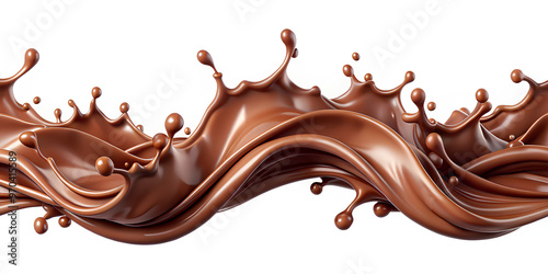 Chocolate splash border seamless pattern, Silk and smooth, 3d Realistic. isolated on White 