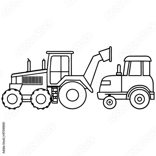 bulldozer tractor truck outline coloring book page line art drawing