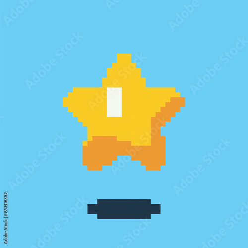  star pixel art, vector illustration on isolated background.