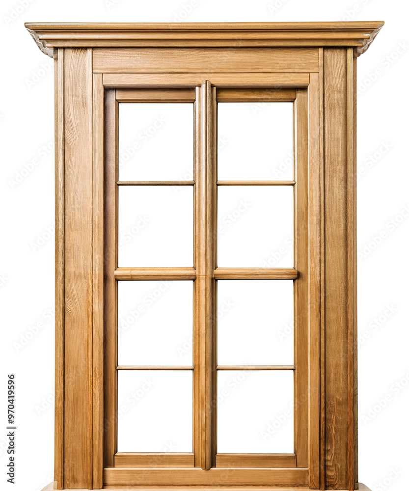 Wooden Window, Cabinet Isolated on Transparent Background