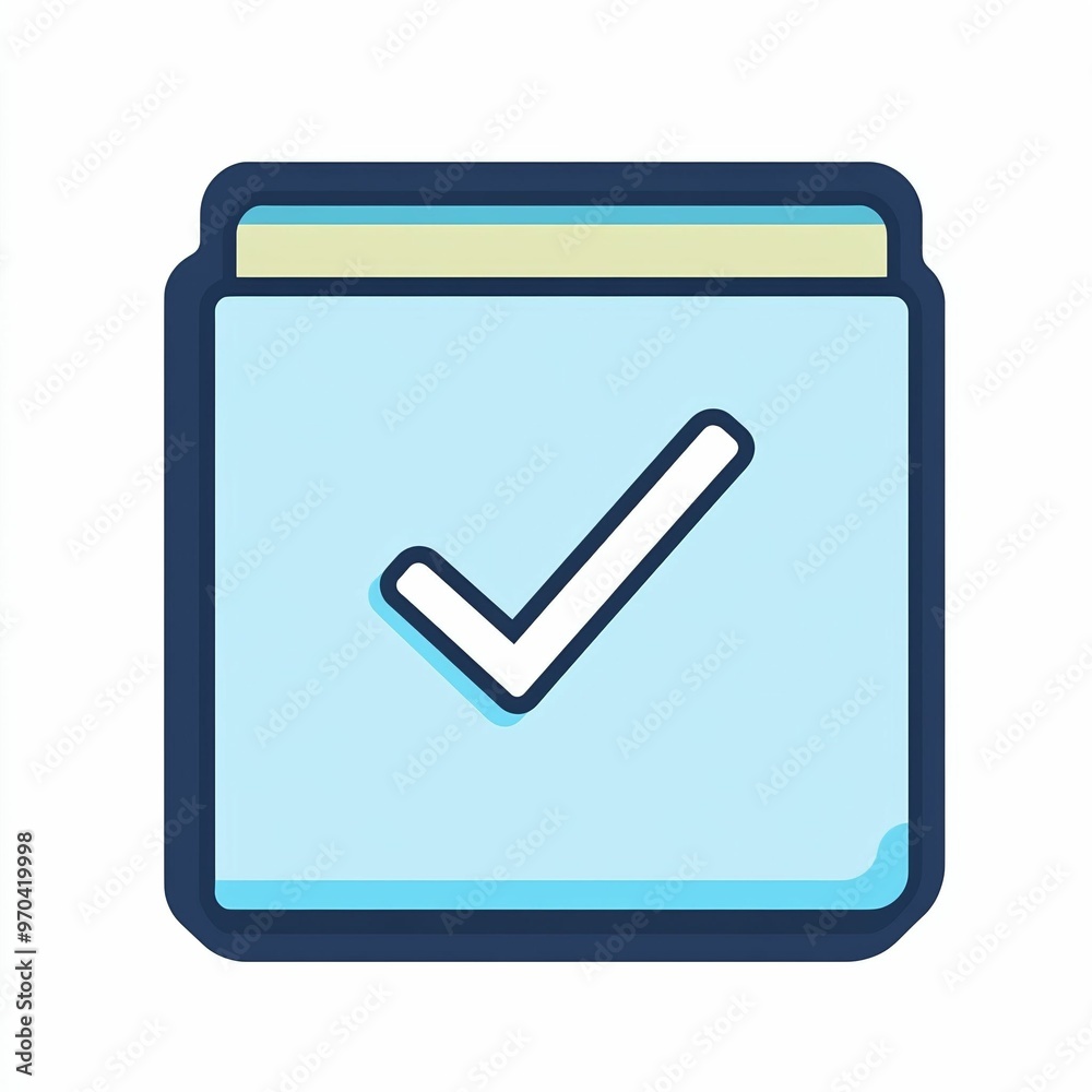 A blue folder with a checkmark sits on a desk, representing successful task management and organization in a professional environment during the day A blue folder with a checkmark sits on a desk, representing successful task management and organization in a professional environment during the day
