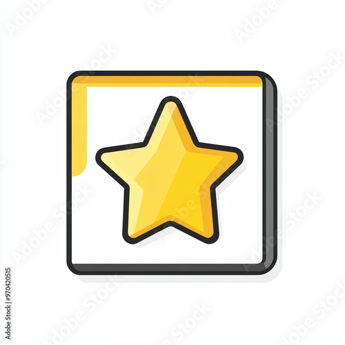 A vibrant yellow star icon with a simple, clean design sits on a white background, symbolizing success, approval, or highlight in a digital context