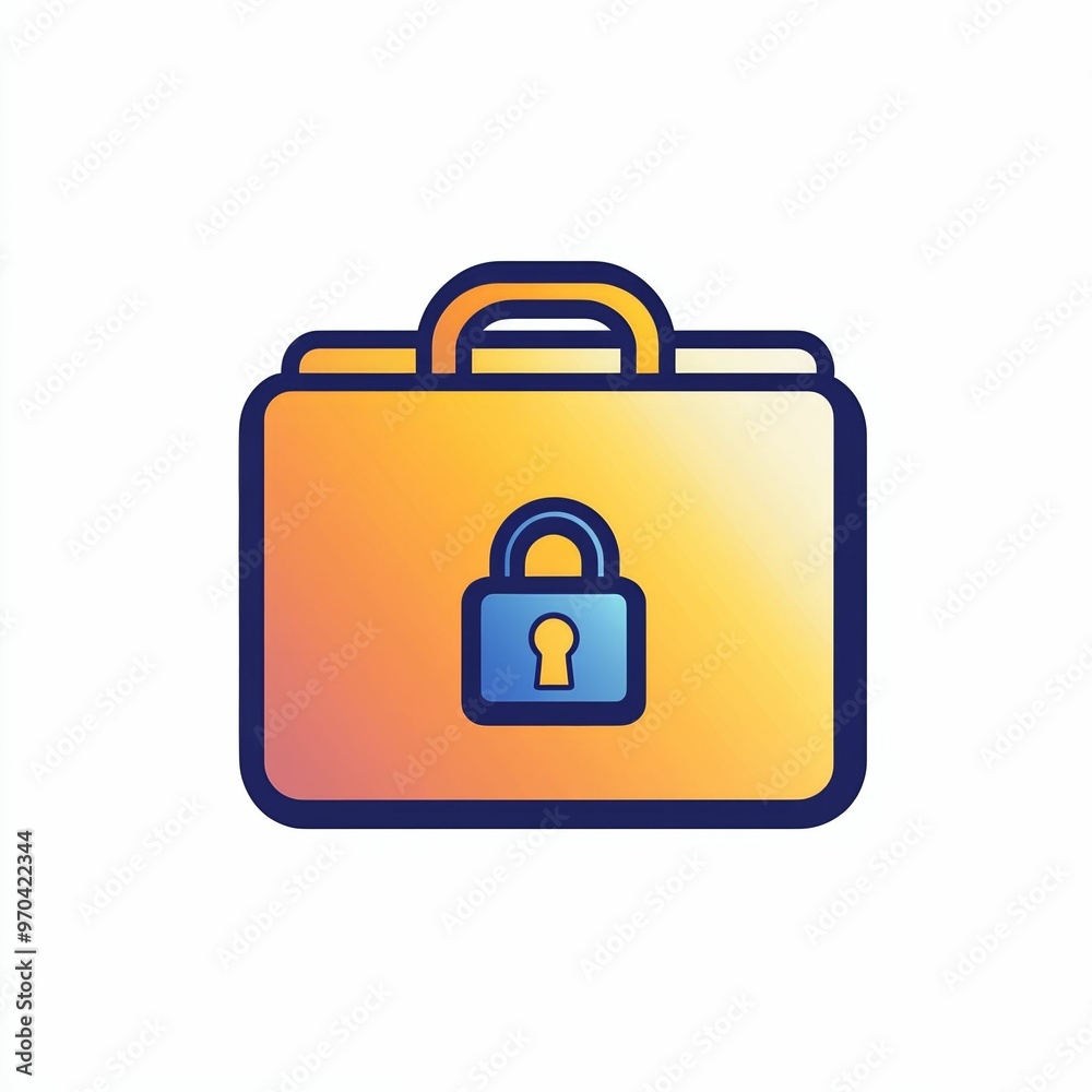 The illustration depicts a briefcase with a padlock to represent the safeguarding of sensitive data, highlighting the importance of security in modern business, icon The illustration depicts a briefcase with a padlock to represent the safeguarding of sensitive data, highlighting the importance of security in modern business, icon