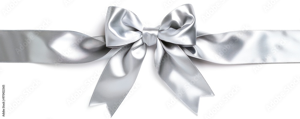 Silver Ribbon Bow Isolated on White Background Silver Ribbon Bow Isolated on White Background