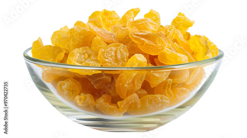 A bowl of dried goldenberries with a transparent background. photo