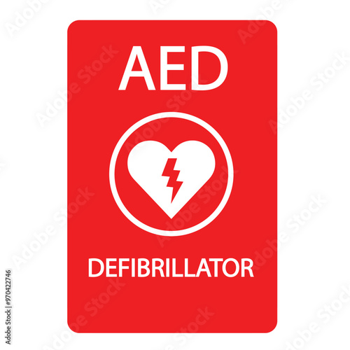 AED,automated external defibrillator aed sign with heart