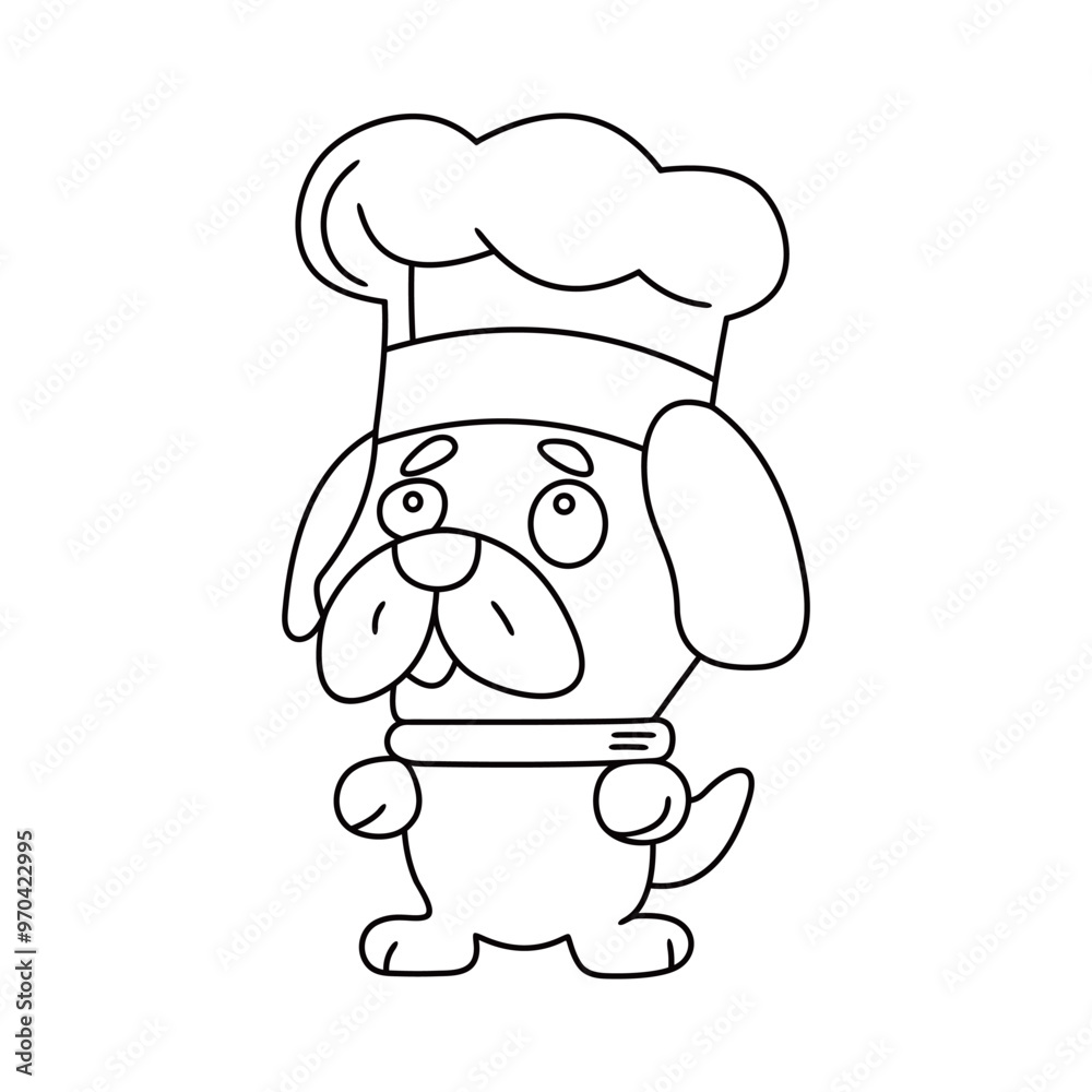 Chef dog funny cute cartoon vector line art Chef dog funny cute cartoon vector line art