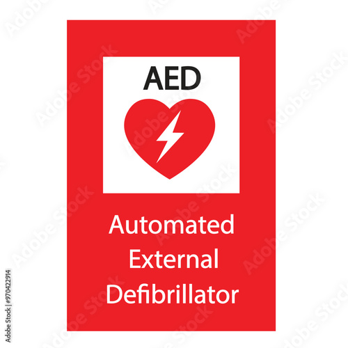 AED,automated external defibrillator aed sign with heart