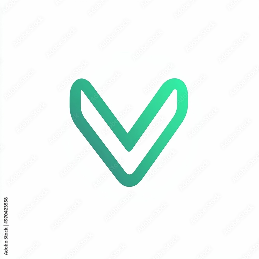 A green V-shaped symbol against a white backdrop represents a sleek and contemporary logo design that emphasizes minimalism and innovation