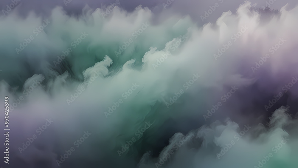 Obraz premium Abstract background of fog swirling in the air, blending with soft pastel colors like lavender, mint green, and sky blue