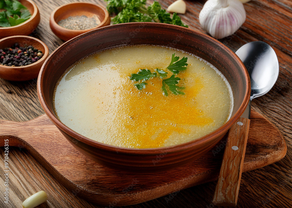 Delicious Clear Soup with Fresh Herbs Delicious Clear Soup with Fresh Herbs