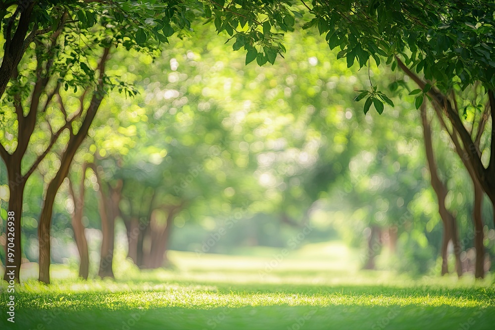 Blurred of green natural tree in park background , ai Blurred of green natural tree in park background , ai