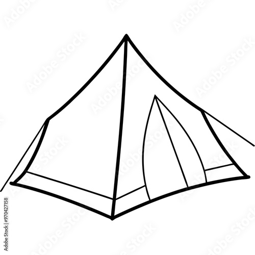 camping tent outline coloring book page line art drawing