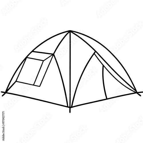 camping tent outline coloring book page line art drawing