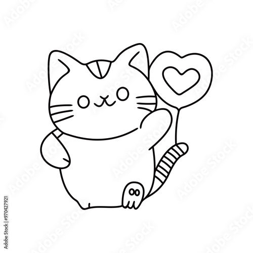 Cat with love, Line art
