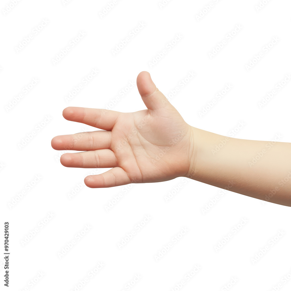 Open hand of a child on white background. Open hand of a child on white background.