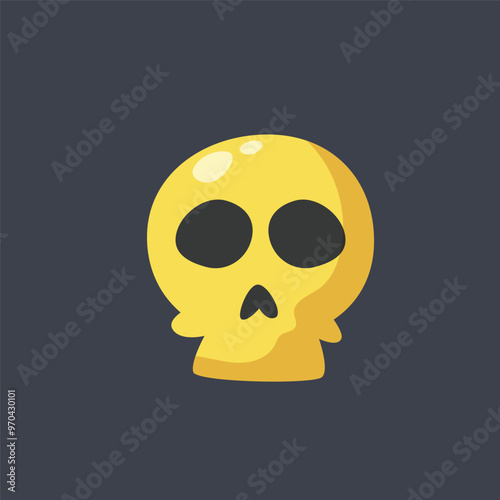 golden skull head in flat vector design.