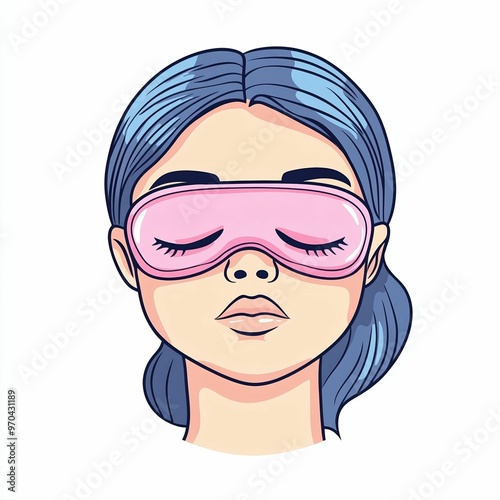 A woman relaxes with a pink eye mask covering her eyes, embodying tranquility and self-care in a calm environment