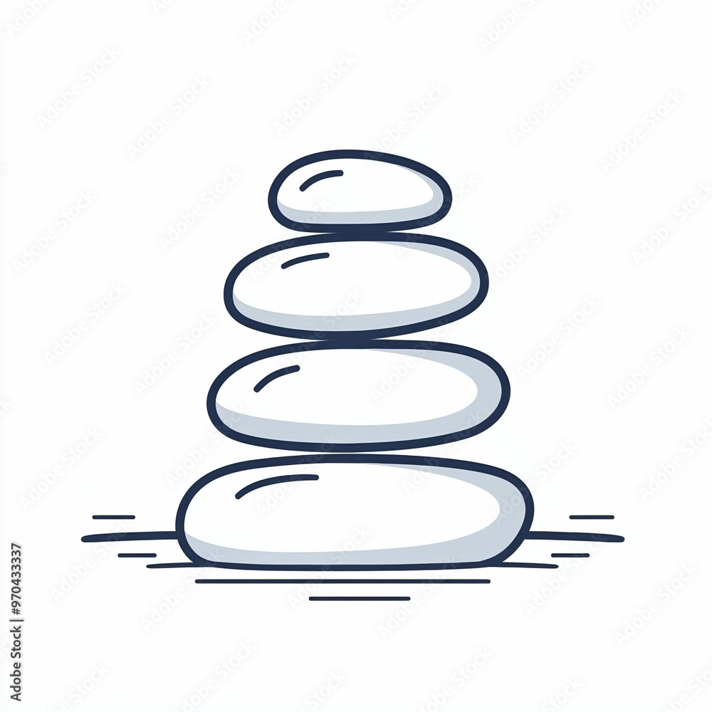 A carefully balanced arrangement of four smooth stones rests on a calm surface, representing tranquility and a serene moment in nature A carefully balanced arrangement of four smooth stones rests on a calm surface, representing tranquility and a serene moment in nature