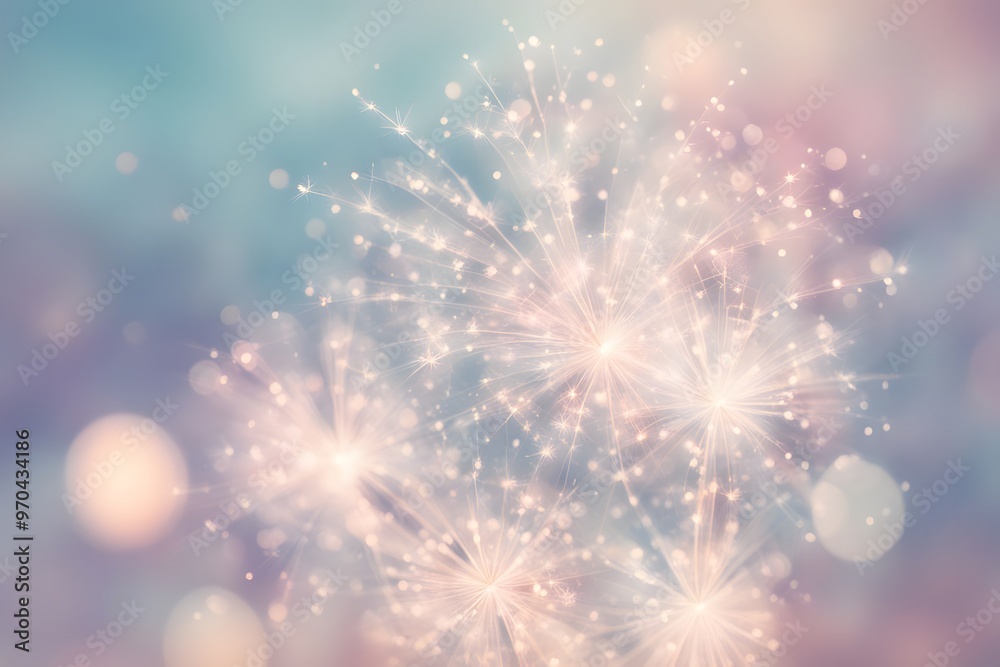 Pastel bokeh sparkles resembling soft delicate fireworks against a blurred sky, Ai Generated Pastel bokeh sparkles resembling soft delicate fireworks against a blurred sky, Ai Generated