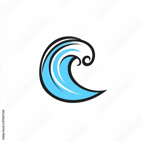 A vibrant, stylized ocean wave showcases shades of blue, illustrating the essence of summer, beach life, and tranquility in coastal environments, icon