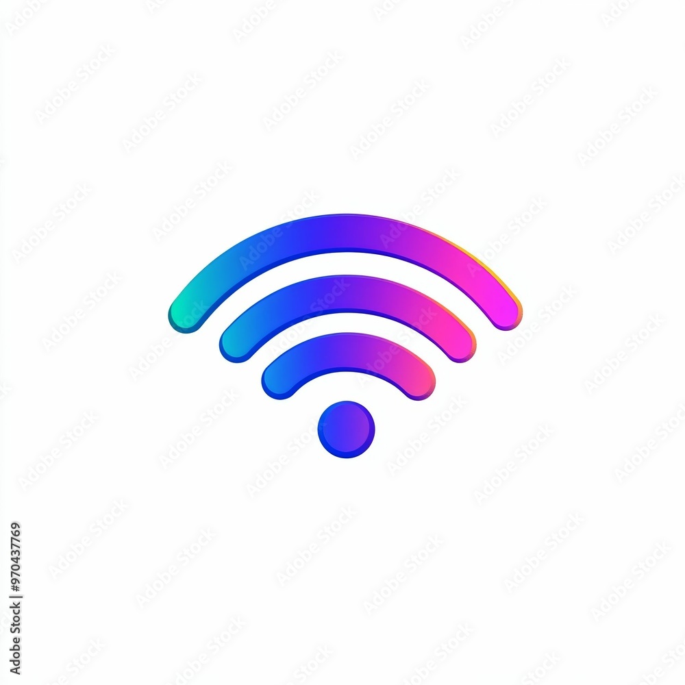 A vibrant wireless signal icon featuring a gradient blend of blue and purple hues, perfect for use in technology and communication contexts A vibrant wireless signal icon featuring a gradient blend of blue and purple hues, perfect for use in technology and communication contexts