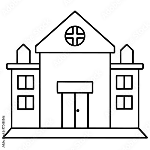 city clinic outline coloring book page line art drawing