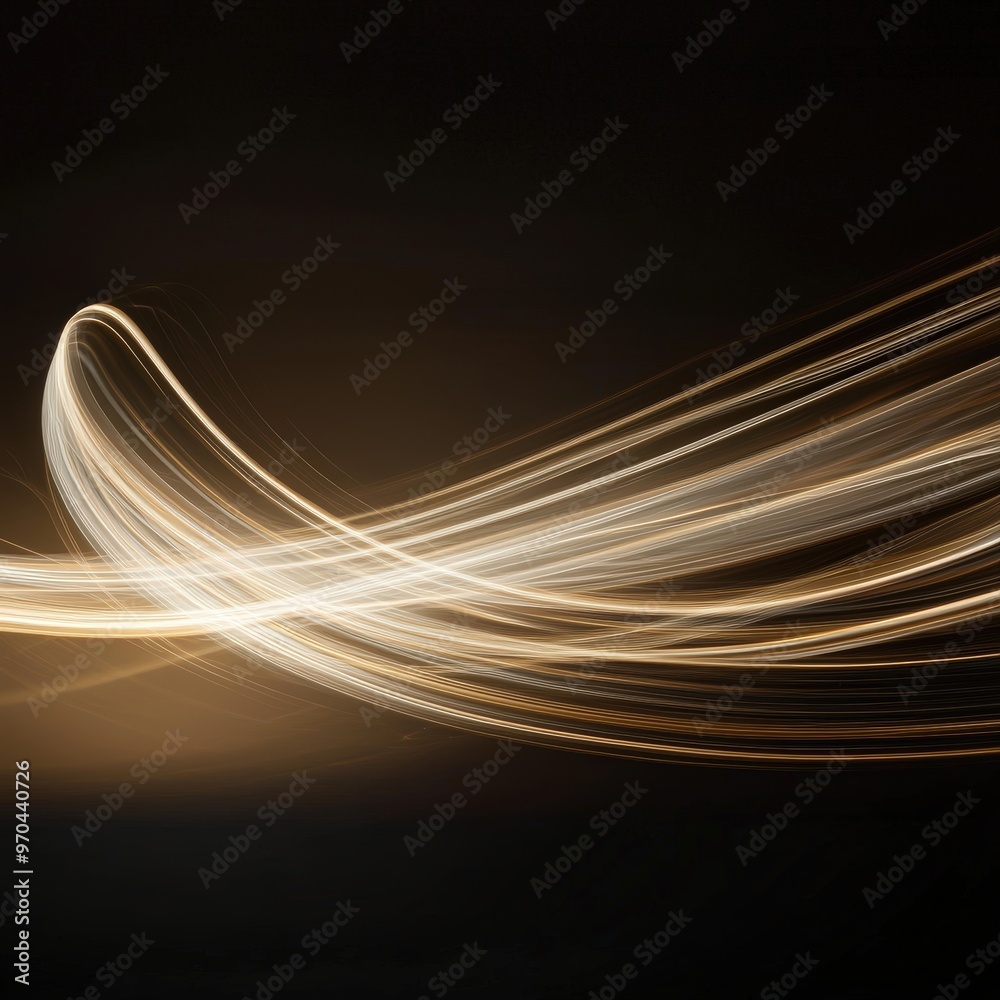 Naklejka premium Abstract light trails on black background