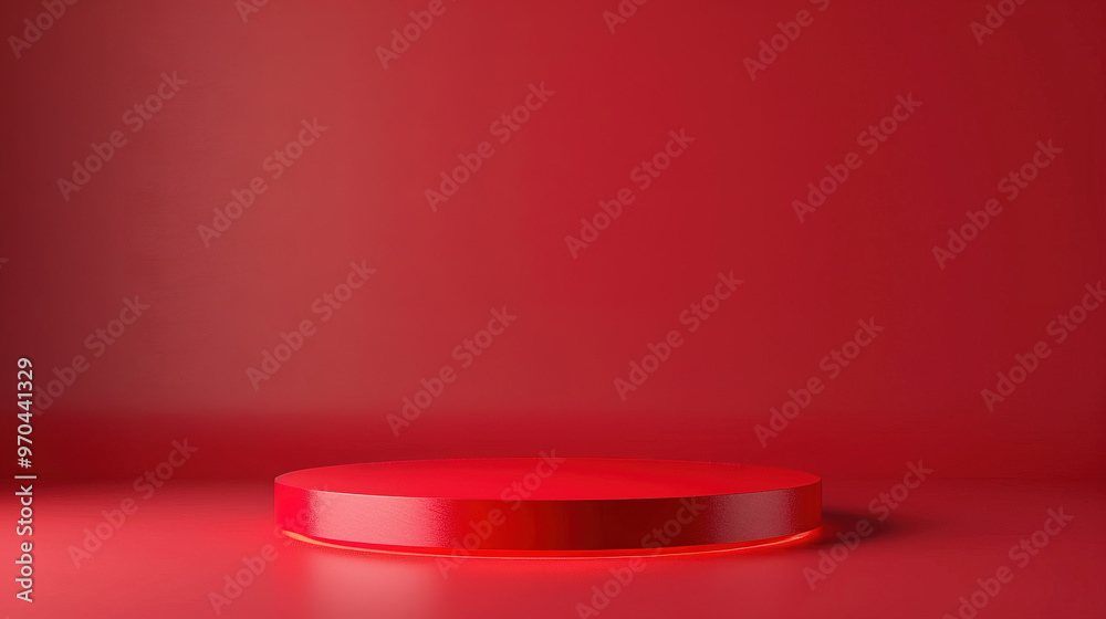 3D Rendered Red Podium for Showcases and Exhibitions