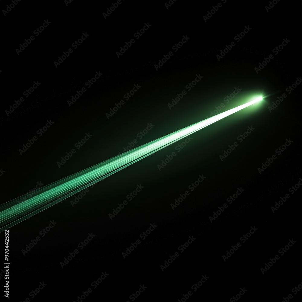 Fototapeta premium Green light streak in dark