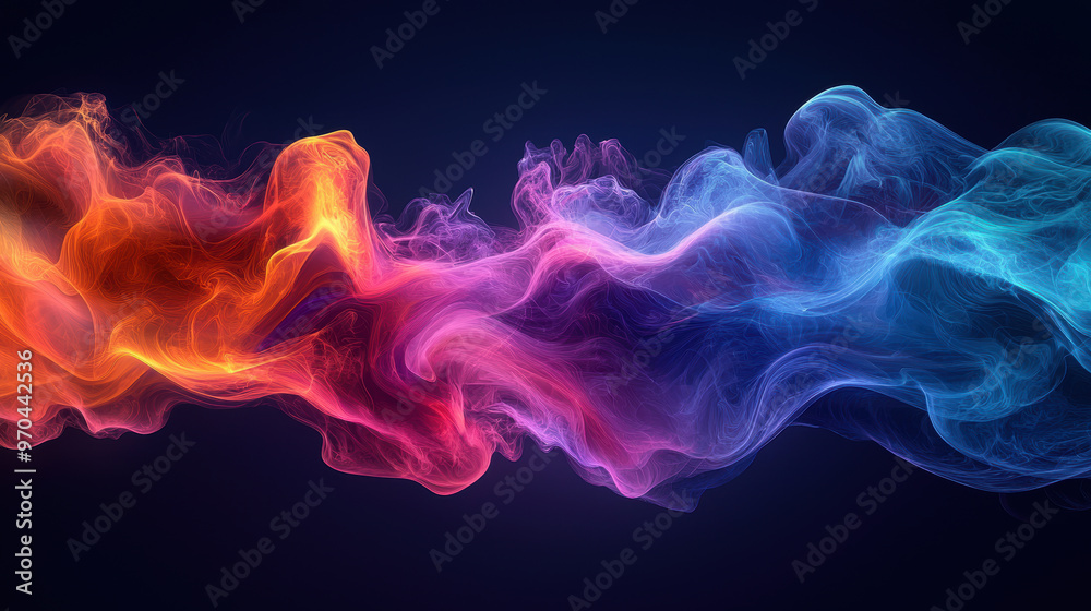 A vibrant holographic wave of shapes and colors creates mesmerizing visual effect A vibrant holographic wave of shapes and colors creates mesmerizing visual effect