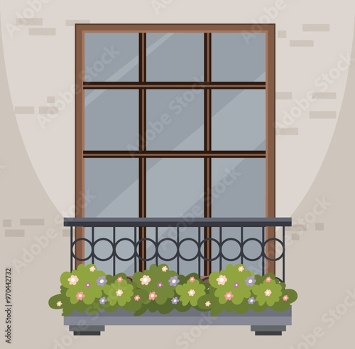 Charming Balcony with Flower Box