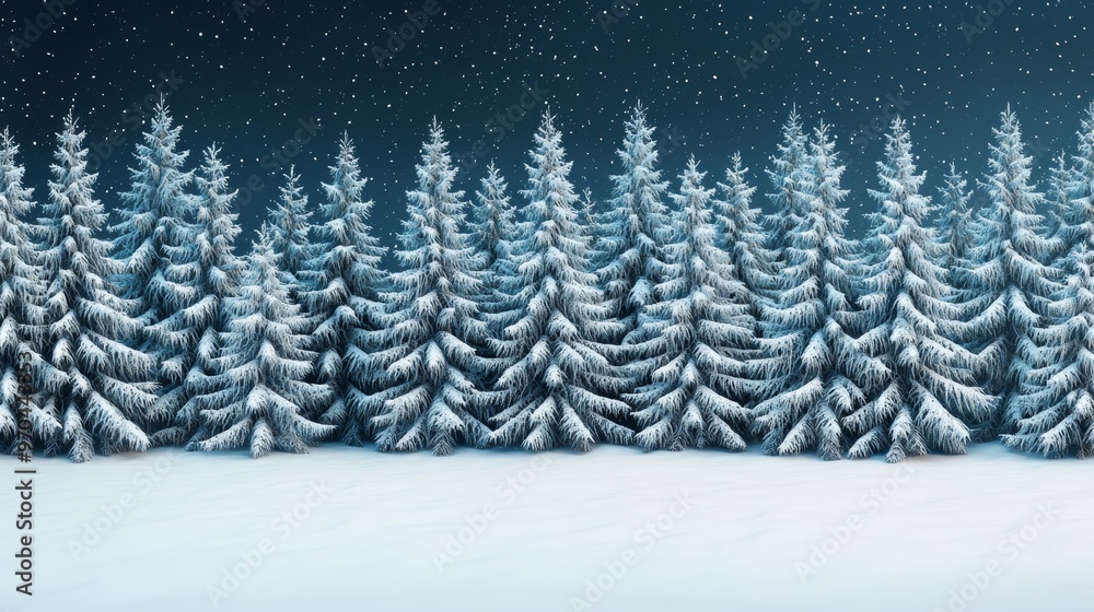Fototapeta premium Snowy Fir Trees in Winter Wonderland