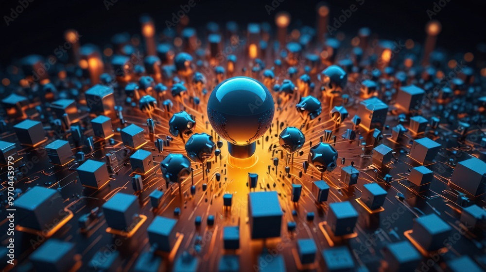 Obraz premium Abstract Digital Sphere and Circuitry