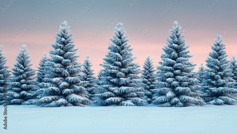 Fototapeta premium Snowy Pine Trees Winter Landscape