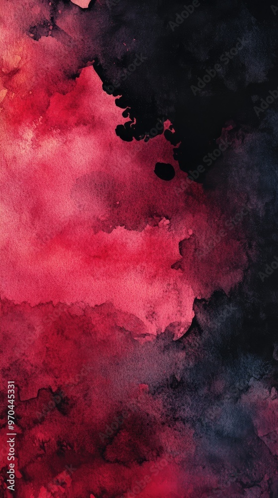 An abstract watercolor painting with vibrant red and dark hues blending seamlessly, creating a dramatic and captivating visual effect. An abstract watercolor painting with vibrant red and dark hues blending seamlessly, creating a dramatic and captivating visual effect.