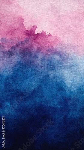 A stunning abstract watercolor texture blending soft pink and deep blue hues, perfect for artistic backgrounds and designs.