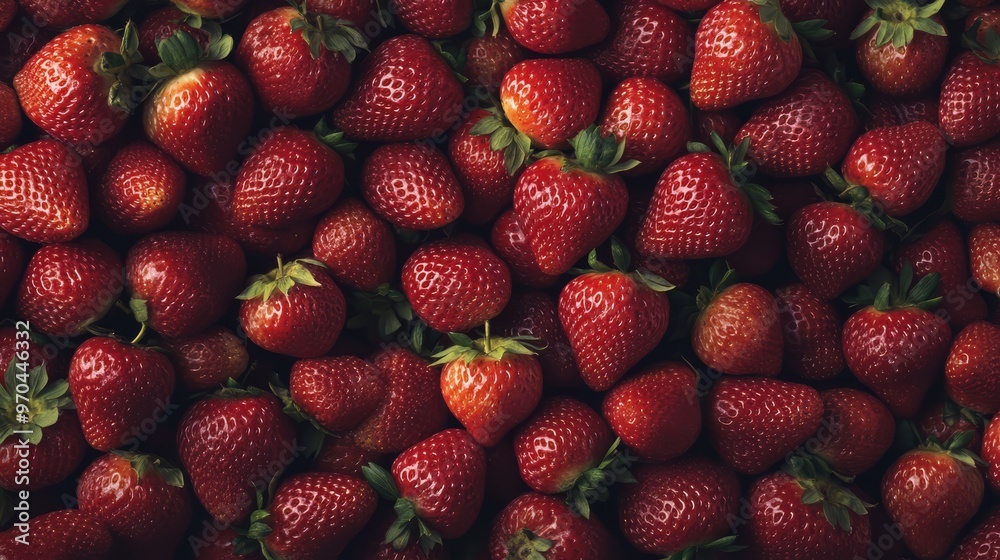 Fresh, ripe strawberries fill the frame with vibrant red color, showcasing their natural sweetness and healthy appeal. Fresh, ripe strawberries fill the frame with vibrant red color, showcasing their natural sweetness and healthy appeal.