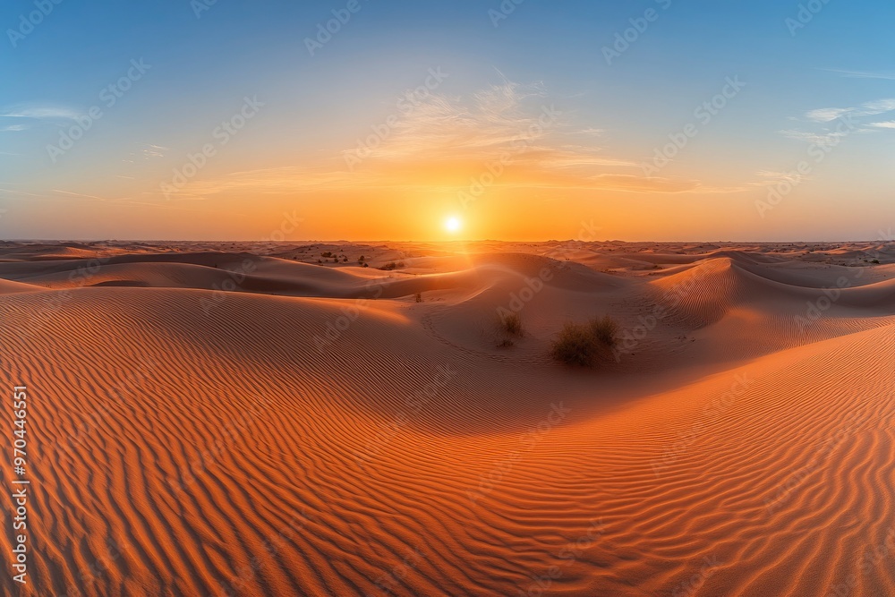Sunset over the desert of Al Khatim in Abu Dhabi, Emirates. Golden Sand Dune Desert Landscape Panorama. Beautiful sunset over the sand dunes in the Al Khatim in Abu Dhabi, Emirates , ai Sunset over the desert of Al Khatim in Abu Dhabi, Emirates. Golden Sand Dune Desert Landscape Panorama. Beautiful sunset over the sand dunes in the Al Khatim in Abu Dhabi, Emirates , ai