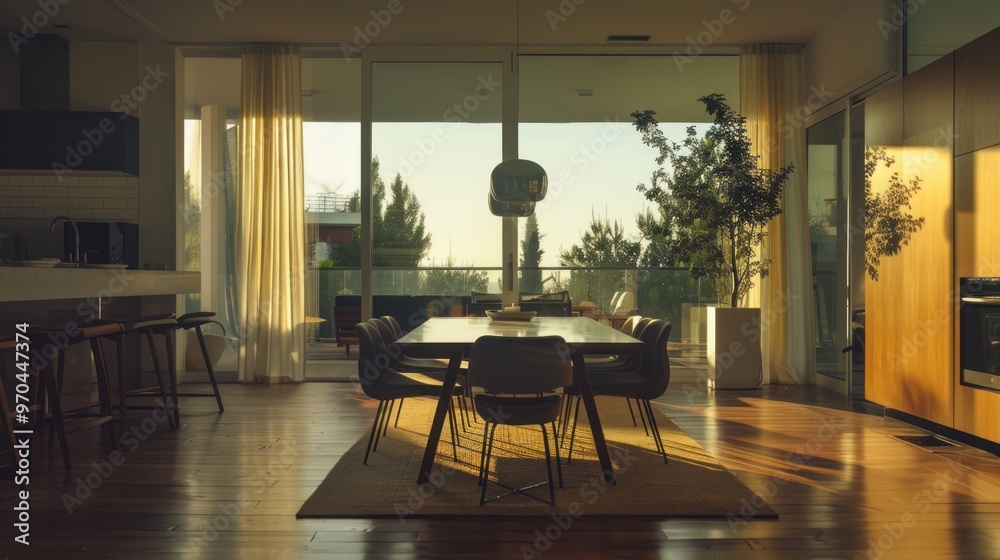 Beautiful home interior with luxury dining table AI generated image Beautiful home interior with luxury dining table AI generated image